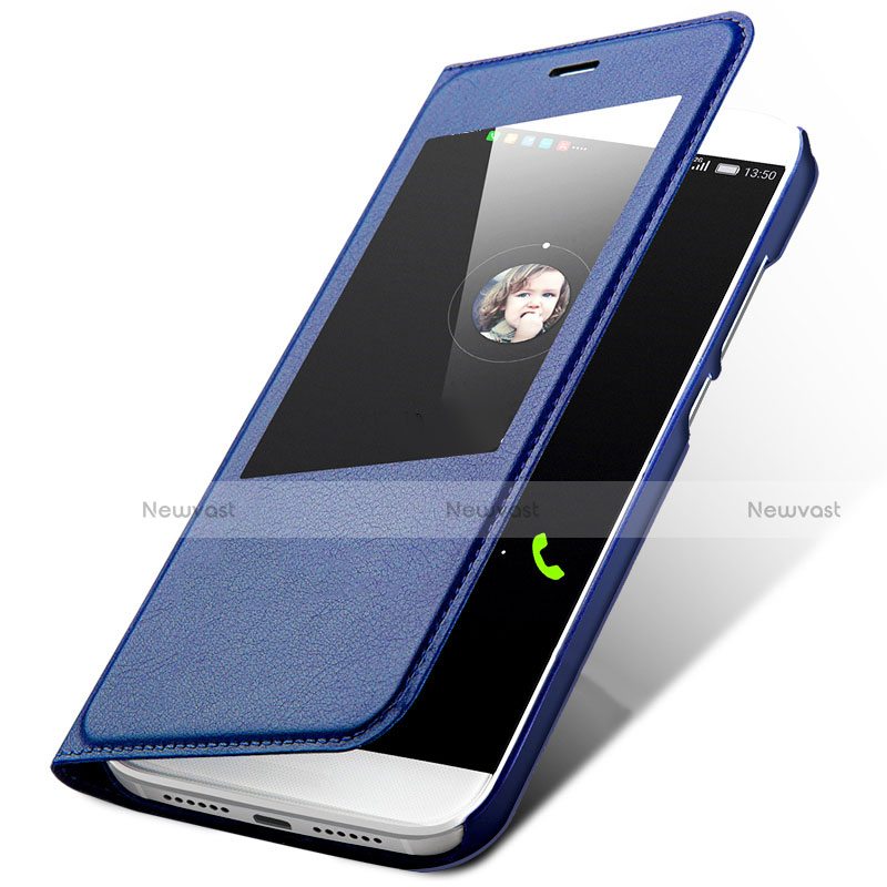 Leather Case Stands Flip Cover L01 for Huawei G7 Plus Blue