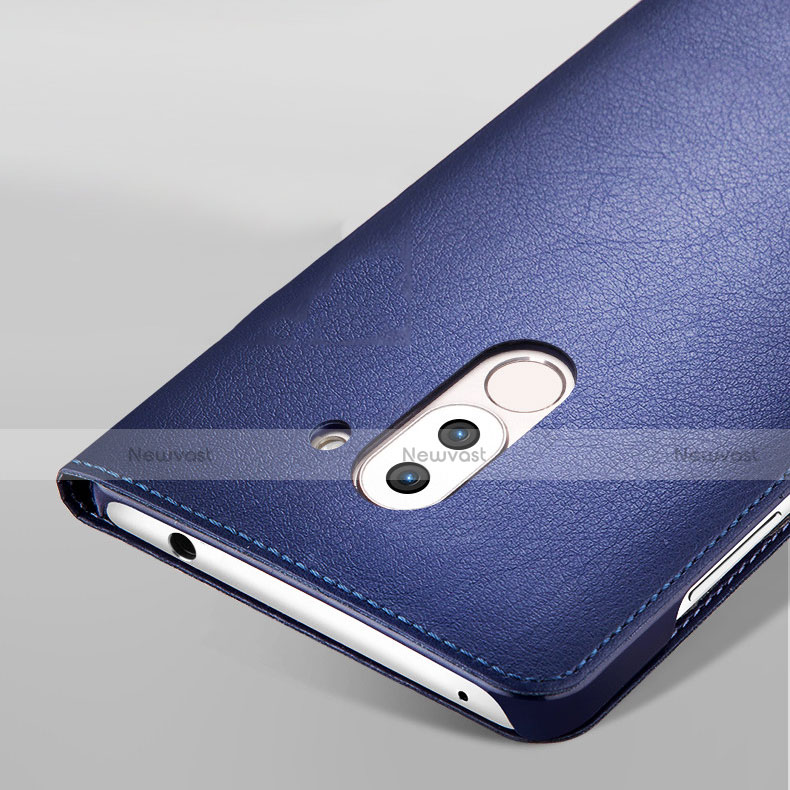Leather Case Stands Flip Cover L01 for Huawei GR5 (2017) Blue