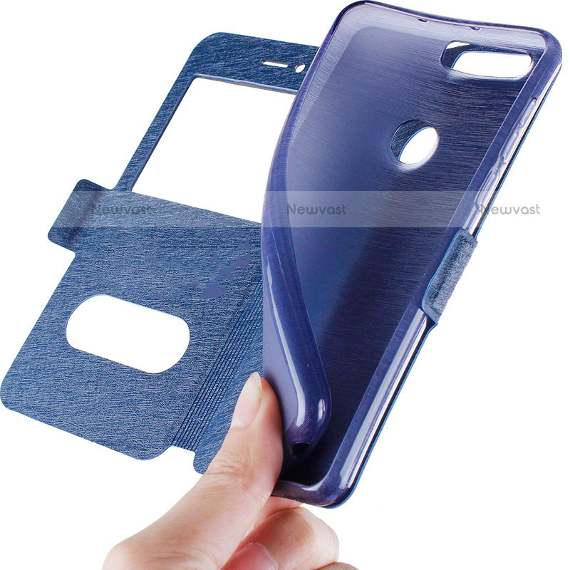 Leather Case Stands Flip Cover L01 for Huawei Honor 8 Blue