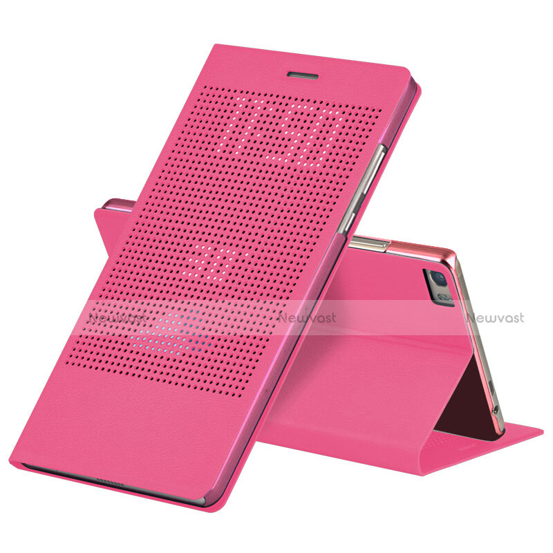 Leather Case Stands Flip Cover L01 for Huawei Honor Note 8 Hot Pink