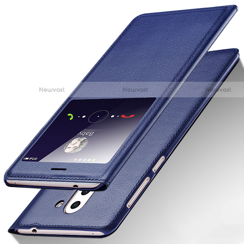Leather Case Stands Flip Cover L01 for Huawei Mate 9 Lite Blue