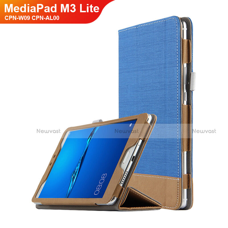 Leather Case Stands Flip Cover L01 for Huawei MediaPad M3 Lite 8.0 CPN-W09 CPN-AL00 Blue
