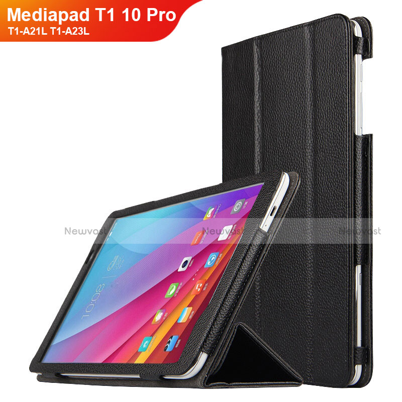 Leather Case Stands Flip Cover L01 for Huawei Mediapad T1 10 Pro T1-A21L T1-A23L Black