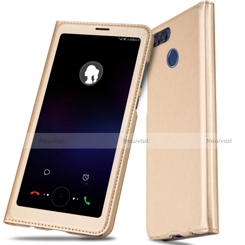 Leather Case Stands Flip Cover L01 for Huawei P Smart Gold