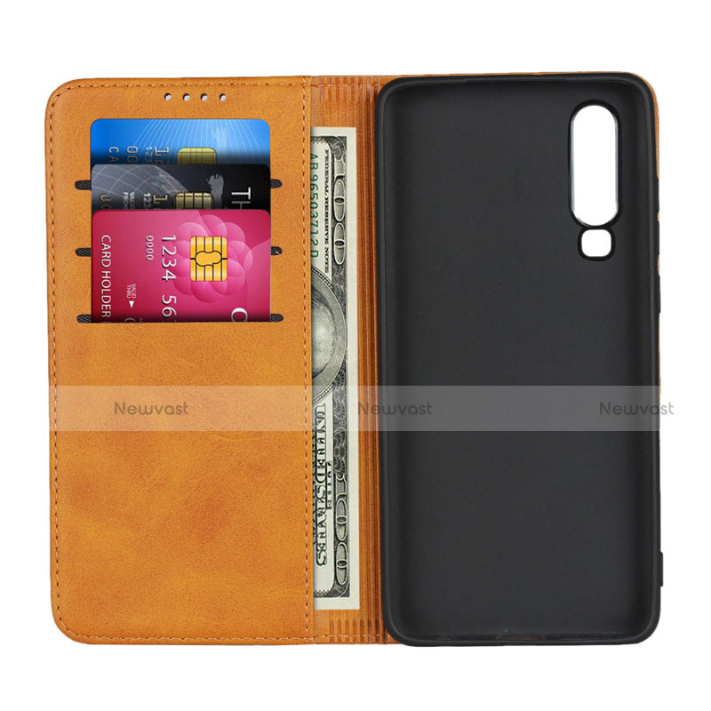 Leather Case Stands Flip Cover L01 for Huawei P30 Orange