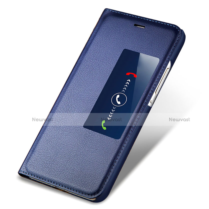 Leather Case Stands Flip Cover L01 for Huawei P7 Dual SIM Blue