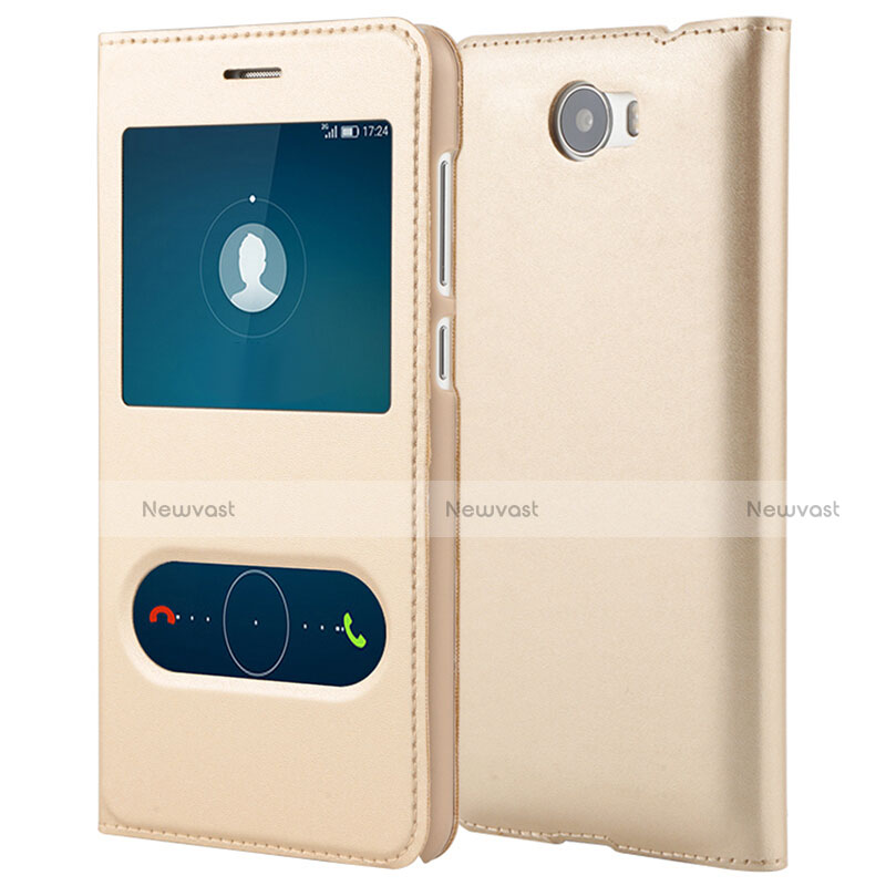 Leather Case Stands Flip Cover L01 for Huawei Y5 II Y5 2 Gold