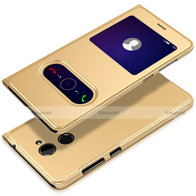 Leather Case Stands Flip Cover L01 for Huawei Y7 Prime Gold