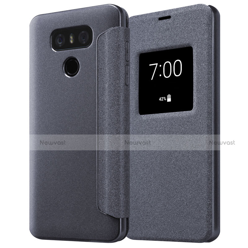 Leather Case Stands Flip Cover L01 for LG G6 Black