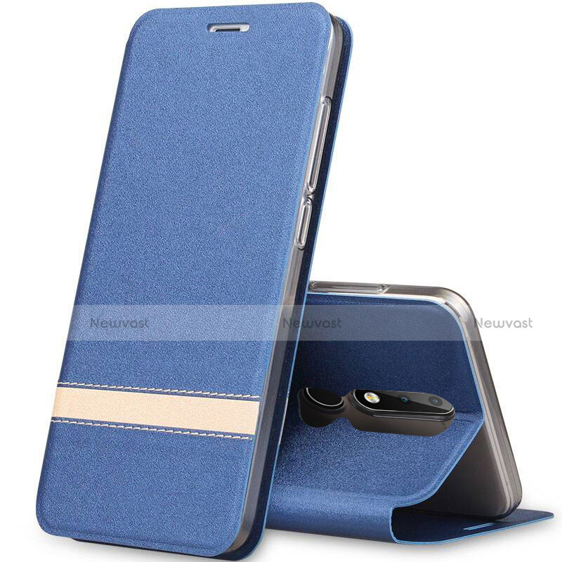 Leather Case Stands Flip Cover L01 for Nokia X5 Blue