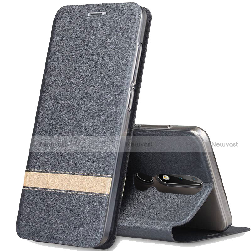 Leather Case Stands Flip Cover L01 for Nokia X5 Dark Gray