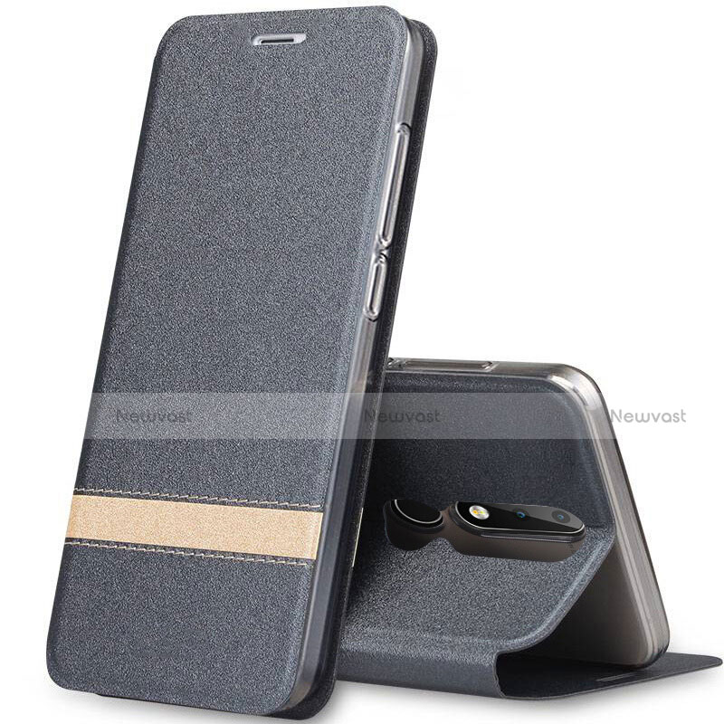 Leather Case Stands Flip Cover L01 for Nokia X5 Gray