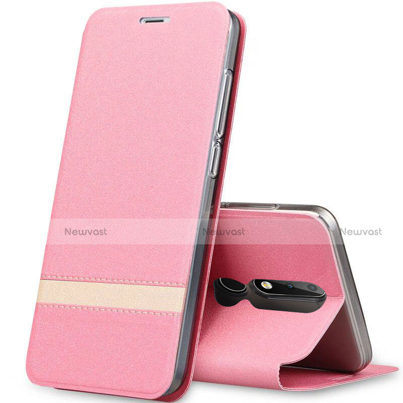 Leather Case Stands Flip Cover L01 for Nokia X5 Rose Gold