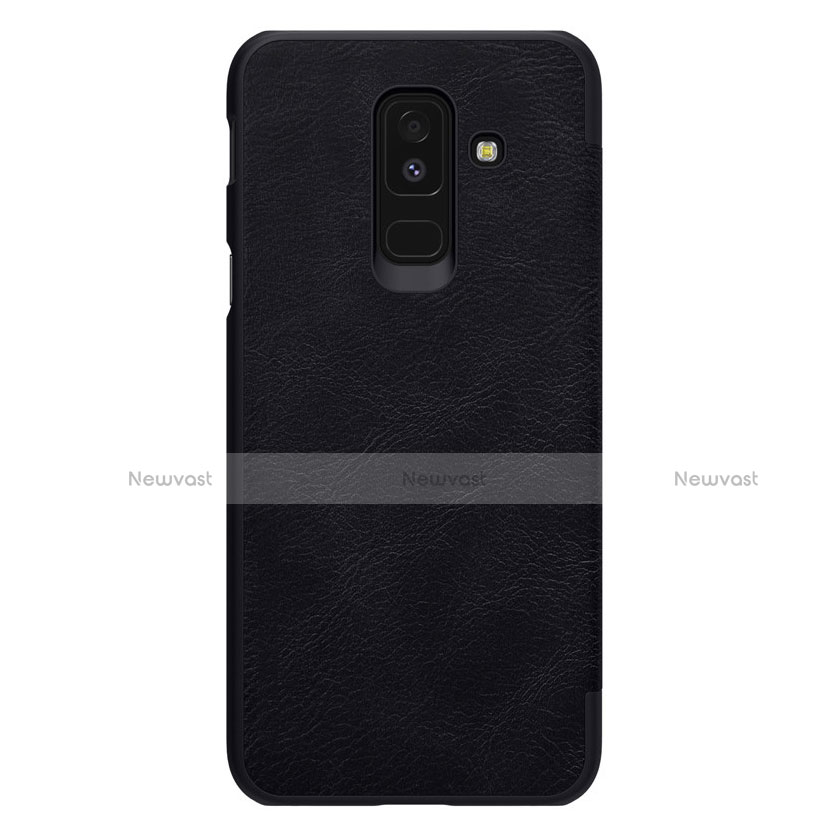 Leather Case Stands Flip Cover L01 for Samsung Galaxy A6 Plus (2018) Black