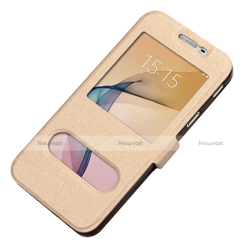 Leather Case Stands Flip Cover L01 for Samsung Galaxy J5 (2017) SM-J750F Gold