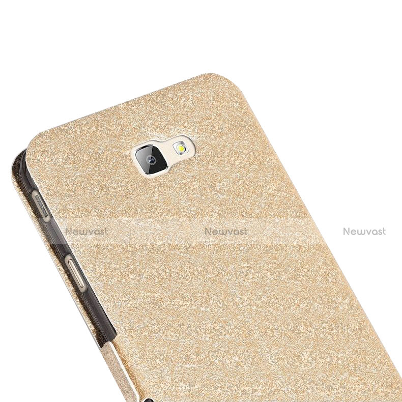 Leather Case Stands Flip Cover L01 for Samsung Galaxy J7 Prime Gold