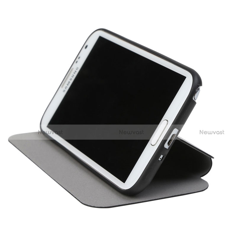 Leather Case Stands Flip Cover L01 for Samsung Galaxy Note 2 N7100 N7105 Black
