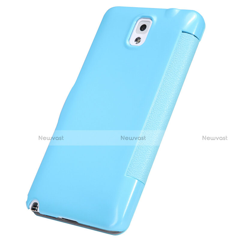 Leather Case Stands Flip Cover L01 for Samsung Galaxy Note 3 N9000 Blue