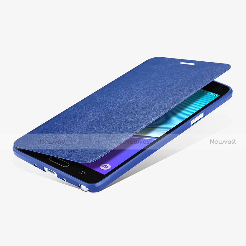 Leather Case Stands Flip Cover L01 for Samsung Galaxy Note 4 Duos N9100 Dual SIM Blue