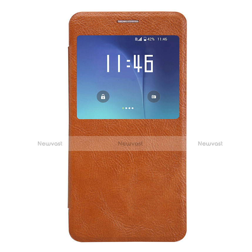 Leather Case Stands Flip Cover L01 for Samsung Galaxy Note 5 N9200 N920 N920F Brown