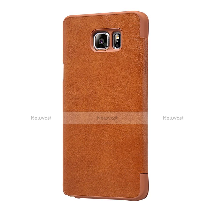 Leather Case Stands Flip Cover L01 for Samsung Galaxy Note 5 N9200 N920 N920F Brown