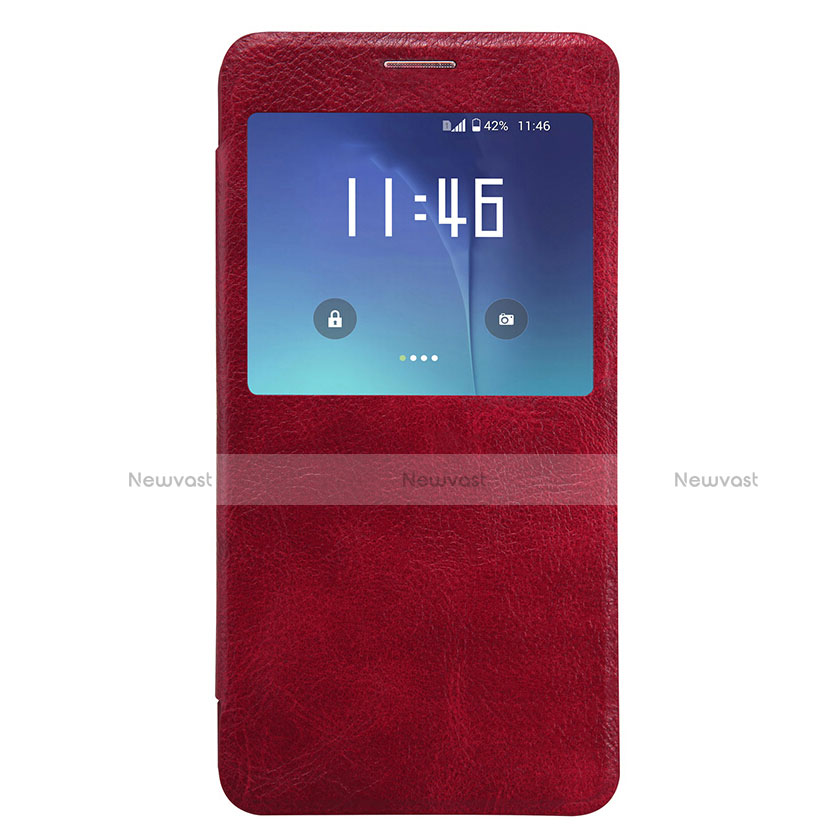 Leather Case Stands Flip Cover L01 for Samsung Galaxy Note 5 N9200 N920 N920F Red