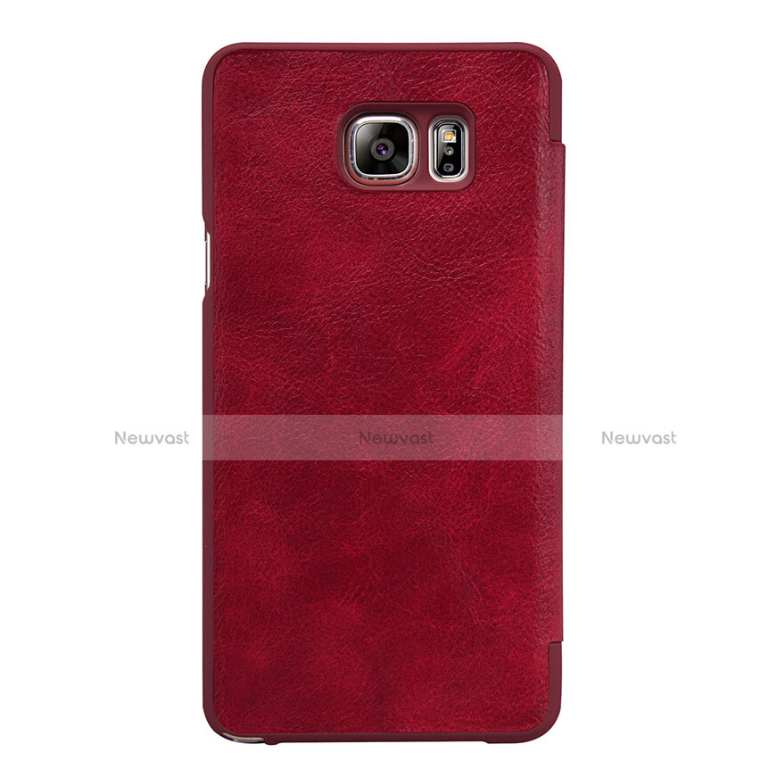 Leather Case Stands Flip Cover L01 for Samsung Galaxy Note 5 N9200 N920 N920F Red