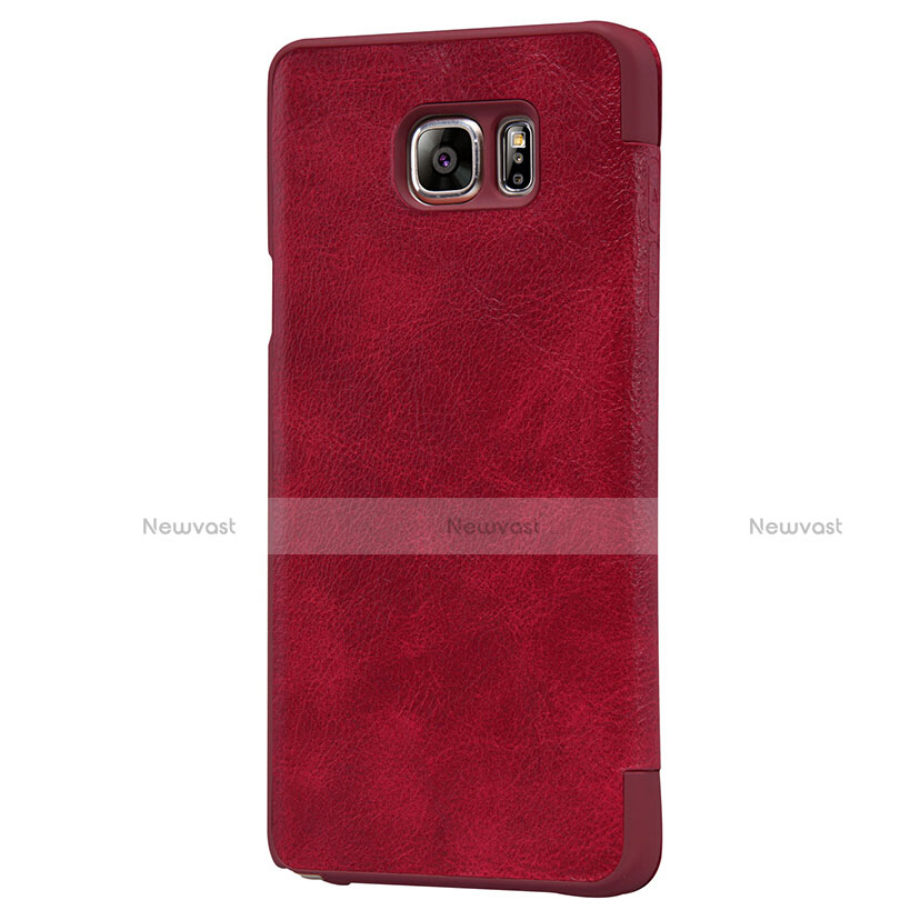 Leather Case Stands Flip Cover L01 for Samsung Galaxy Note 5 N9200 N920 N920F Red