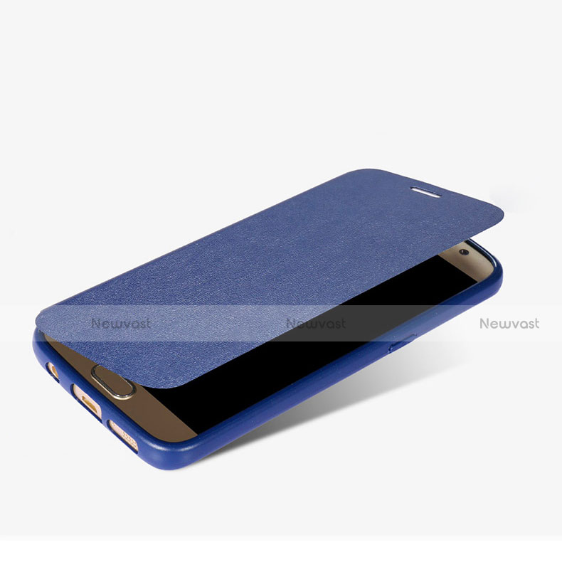 Leather Case Stands Flip Cover L01 for Samsung Galaxy S7 G930F G930FD Blue