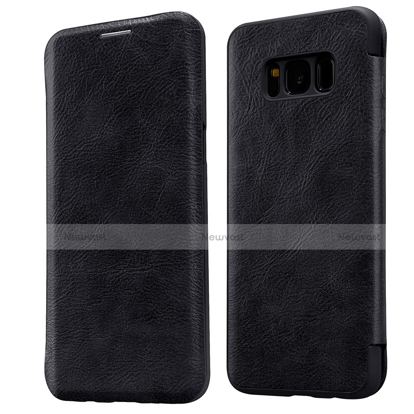 Leather Case Stands Flip Cover L01 for Samsung Galaxy S8 Black