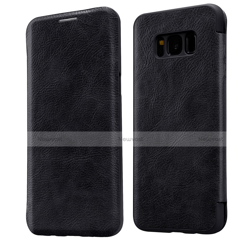 Leather Case Stands Flip Cover L01 for Samsung Galaxy S8 Plus Black