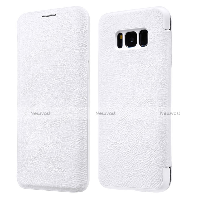 Leather Case Stands Flip Cover L01 for Samsung Galaxy S8 Plus White