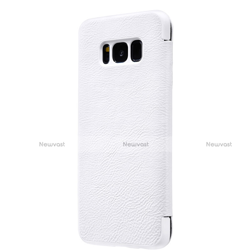 Leather Case Stands Flip Cover L01 for Samsung Galaxy S8 Plus White