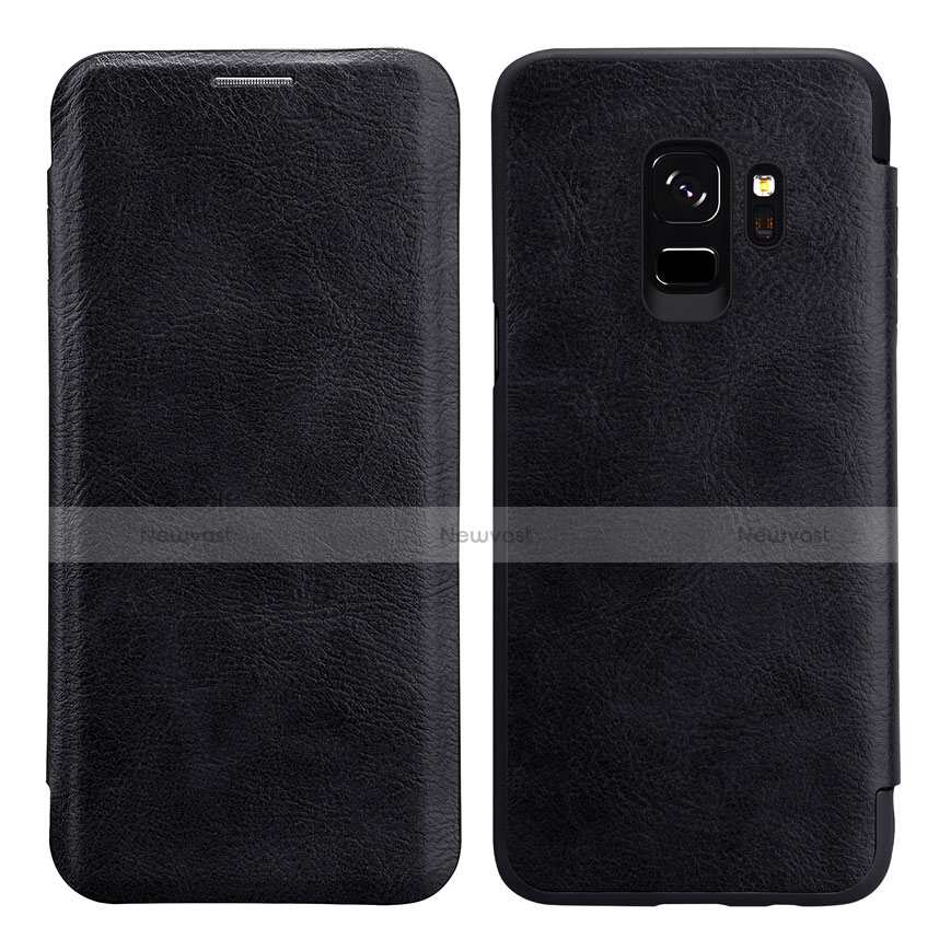 Leather Case Stands Flip Cover L01 for Samsung Galaxy S9 Black