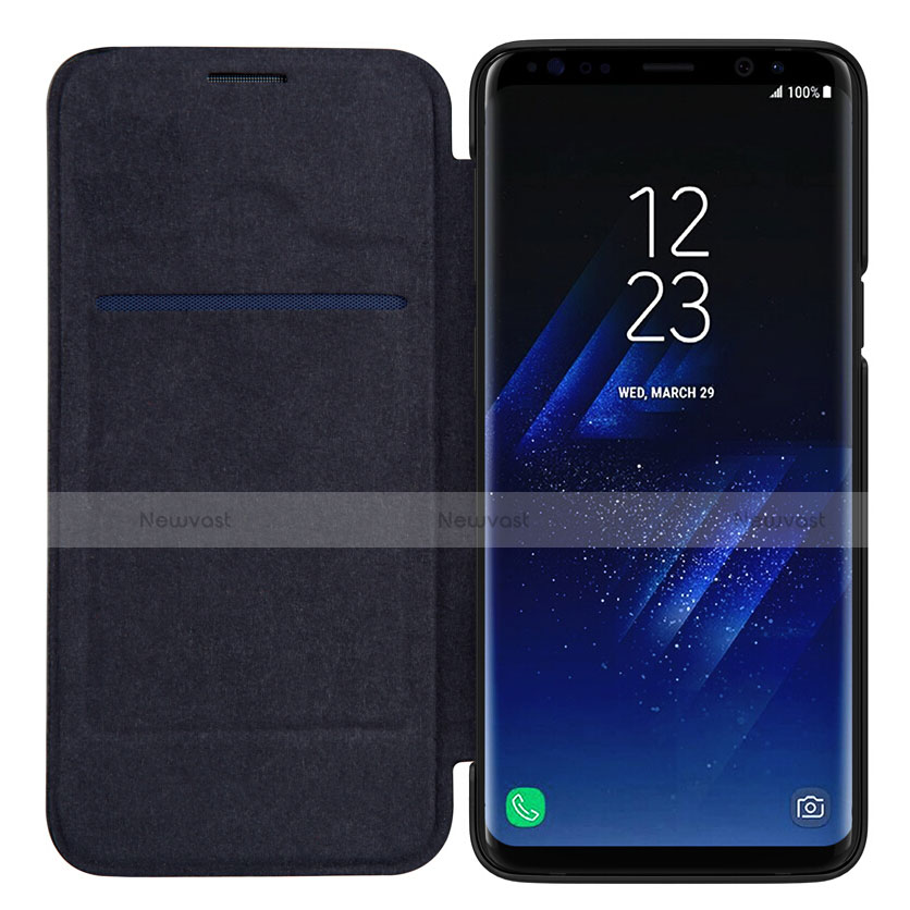Leather Case Stands Flip Cover L01 for Samsung Galaxy S9 Plus Black