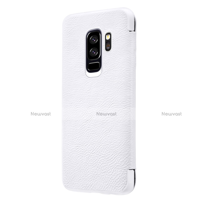 Leather Case Stands Flip Cover L01 for Samsung Galaxy S9 Plus White