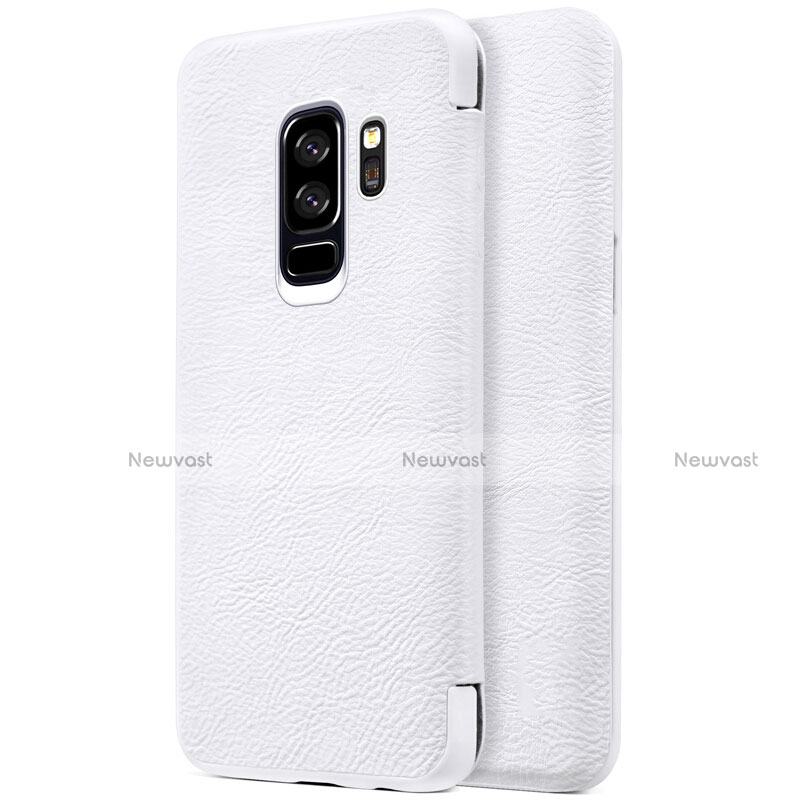 Leather Case Stands Flip Cover L01 for Samsung Galaxy S9 Plus White