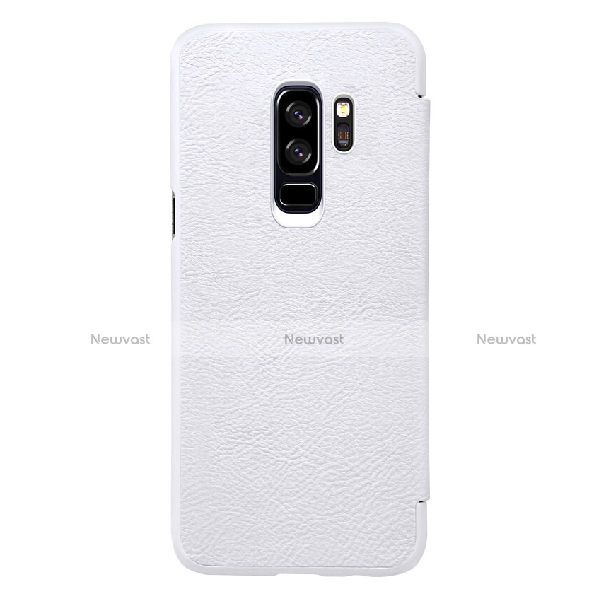 Leather Case Stands Flip Cover L01 for Samsung Galaxy S9 Plus White