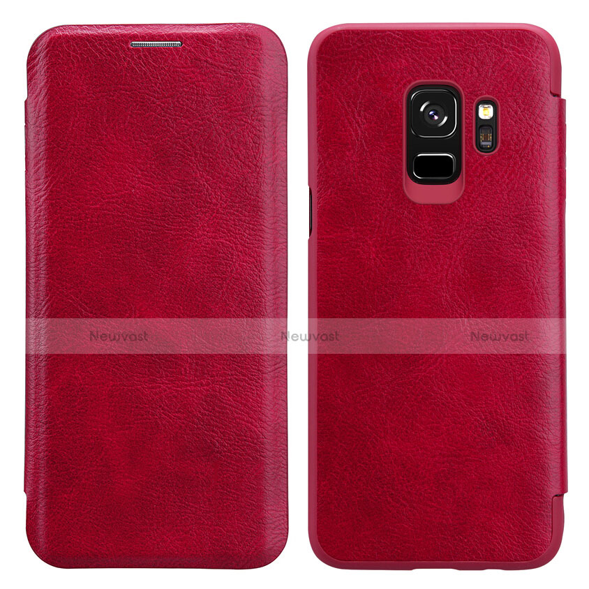 Leather Case Stands Flip Cover L01 for Samsung Galaxy S9 Red