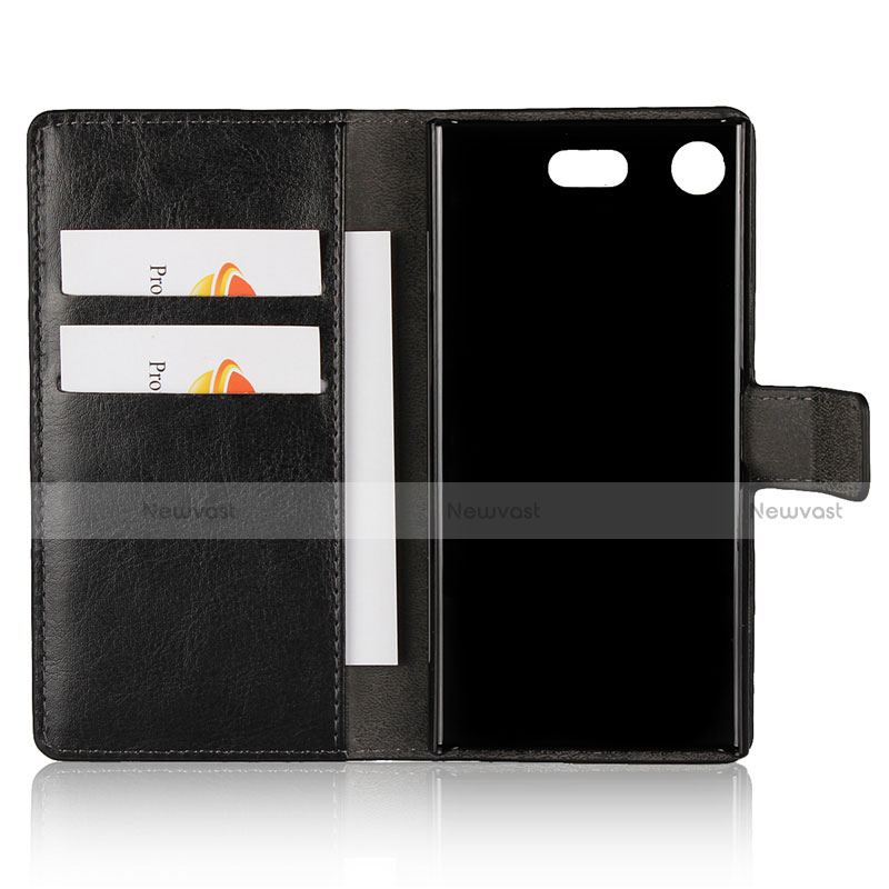 Leather Case Stands Flip Cover L01 for Sony Xperia XZ1 Compact Black