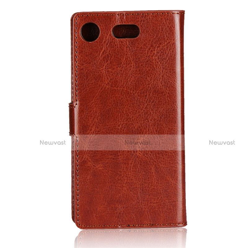 Leather Case Stands Flip Cover L01 for Sony Xperia XZ1 Compact Brown