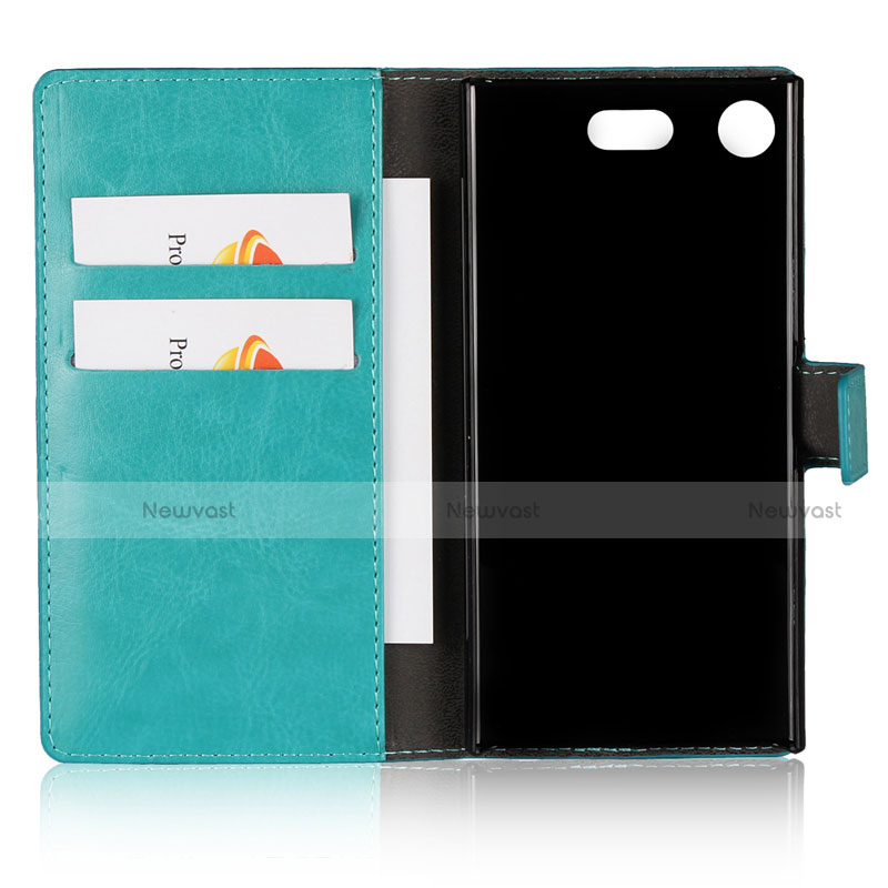 Leather Case Stands Flip Cover L01 for Sony Xperia XZ1 Compact Cyan