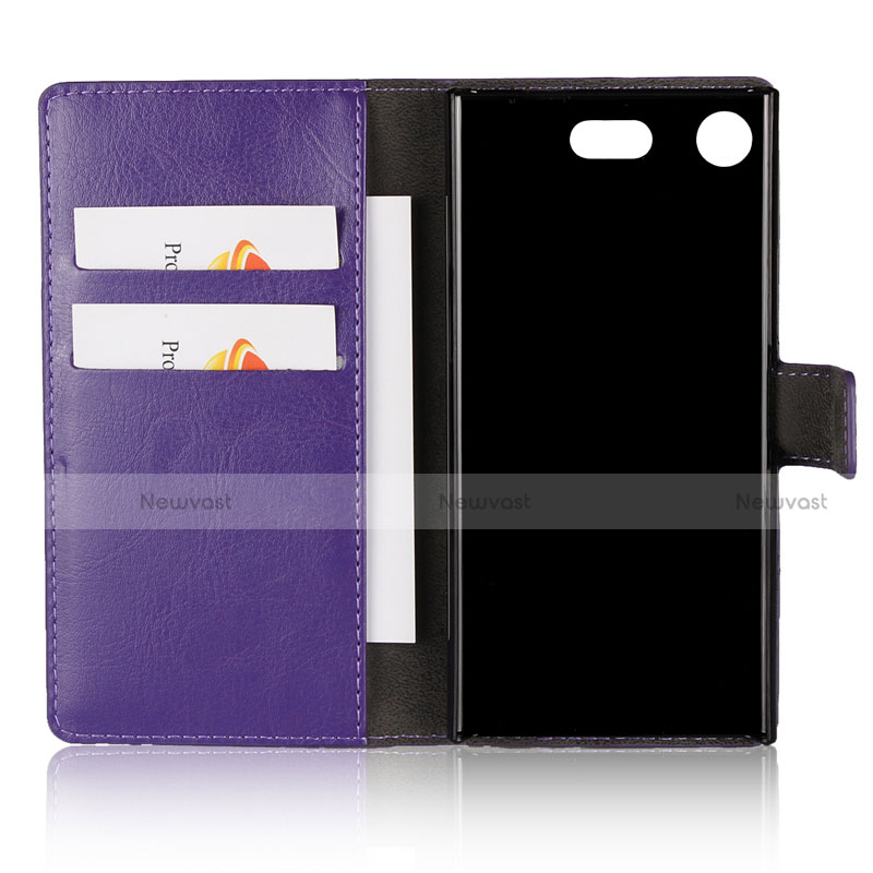 Leather Case Stands Flip Cover L01 for Sony Xperia XZ1 Compact Purple