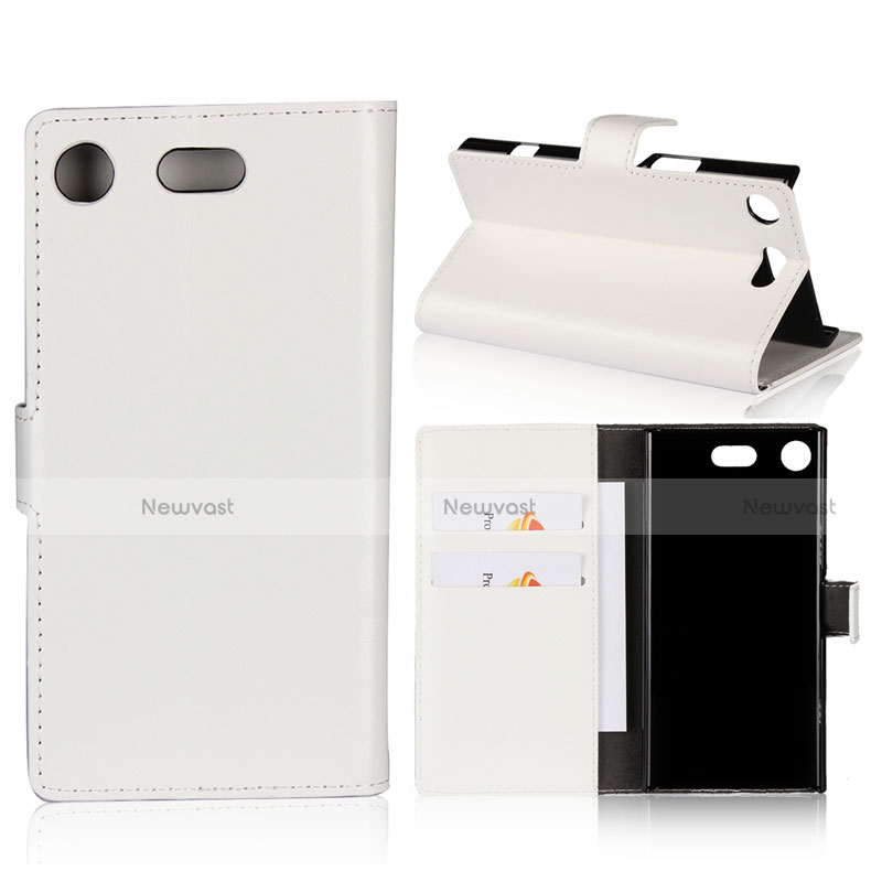 Leather Case Stands Flip Cover L01 for Sony Xperia XZ1 Compact White