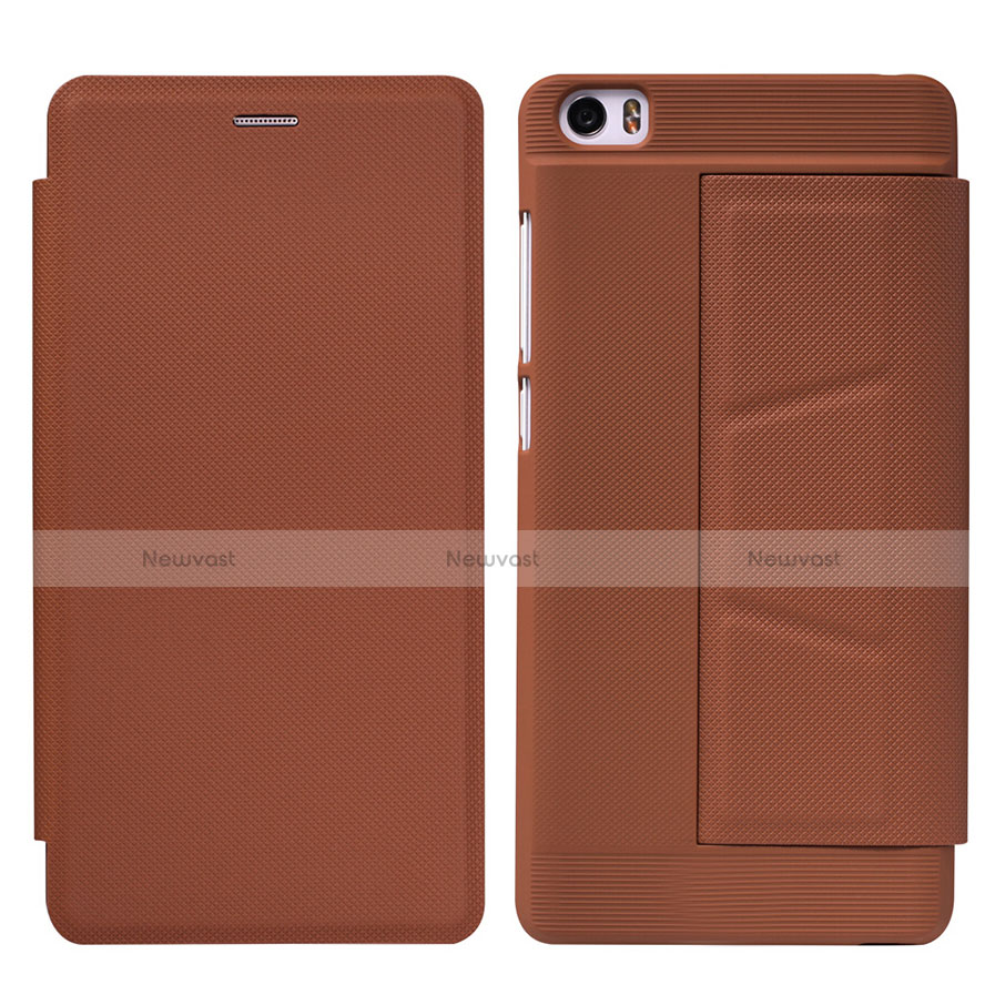 Leather Case Stands Flip Cover L01 for Xiaomi Mi Note Brown