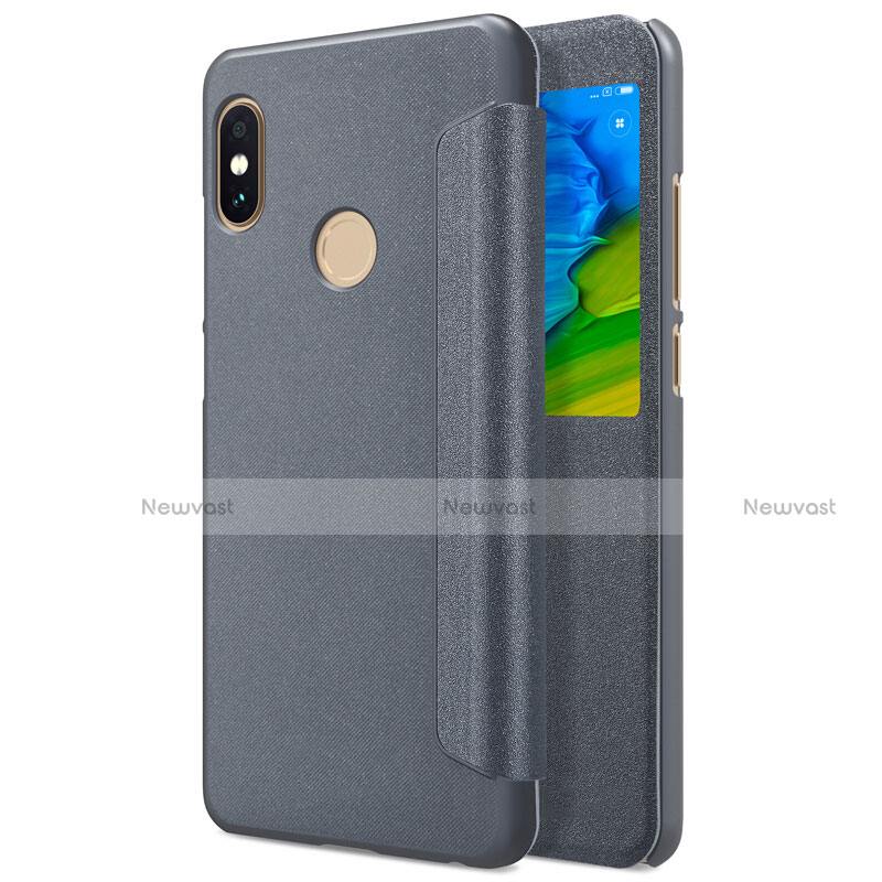 Leather Case Stands Flip Cover L01 for Xiaomi Redmi Note 5 AI Dual Camera Gray