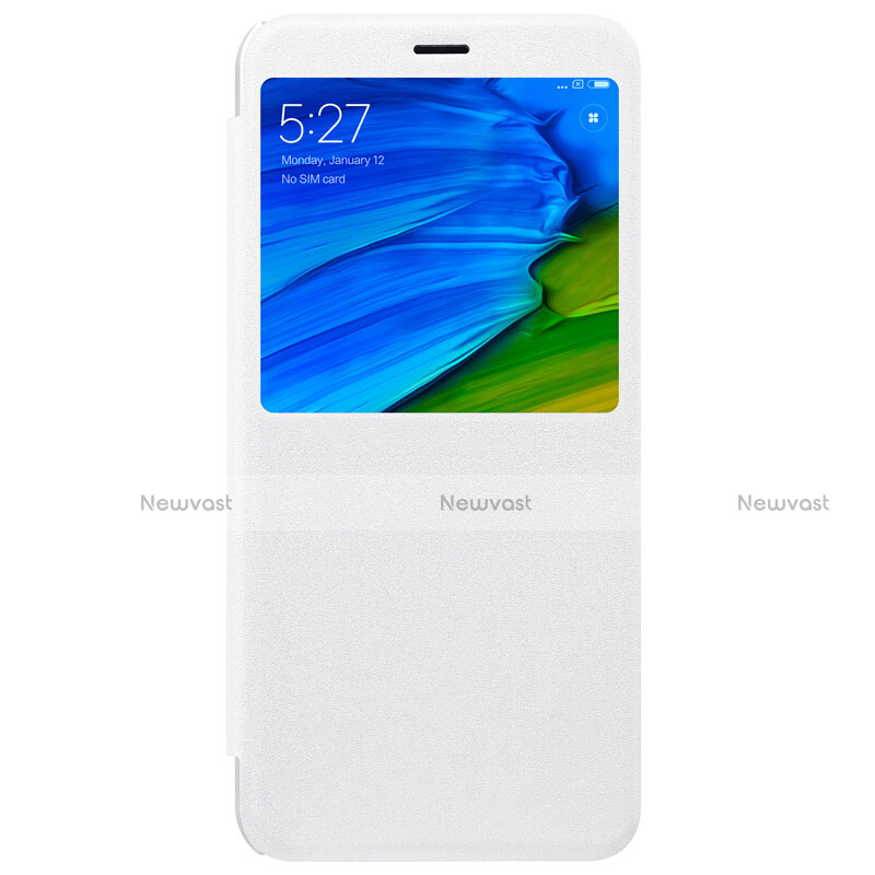 Leather Case Stands Flip Cover L01 for Xiaomi Redmi Note 5 AI Dual Camera White