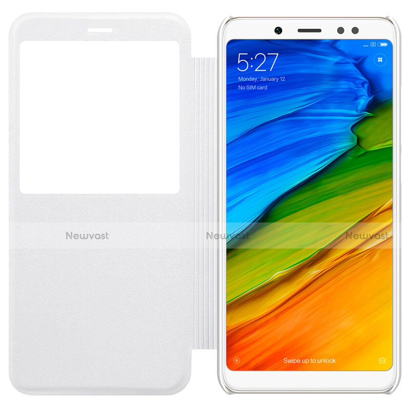 Leather Case Stands Flip Cover L01 for Xiaomi Redmi Note 5 White
