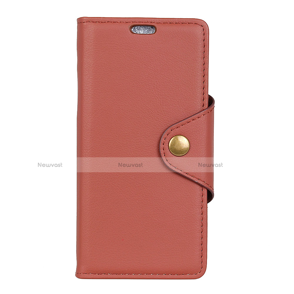 Leather Case Stands Flip Cover L01 Holder for Alcatel 1 Brown