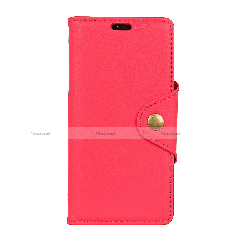Leather Case Stands Flip Cover L01 Holder for Alcatel 1 Red